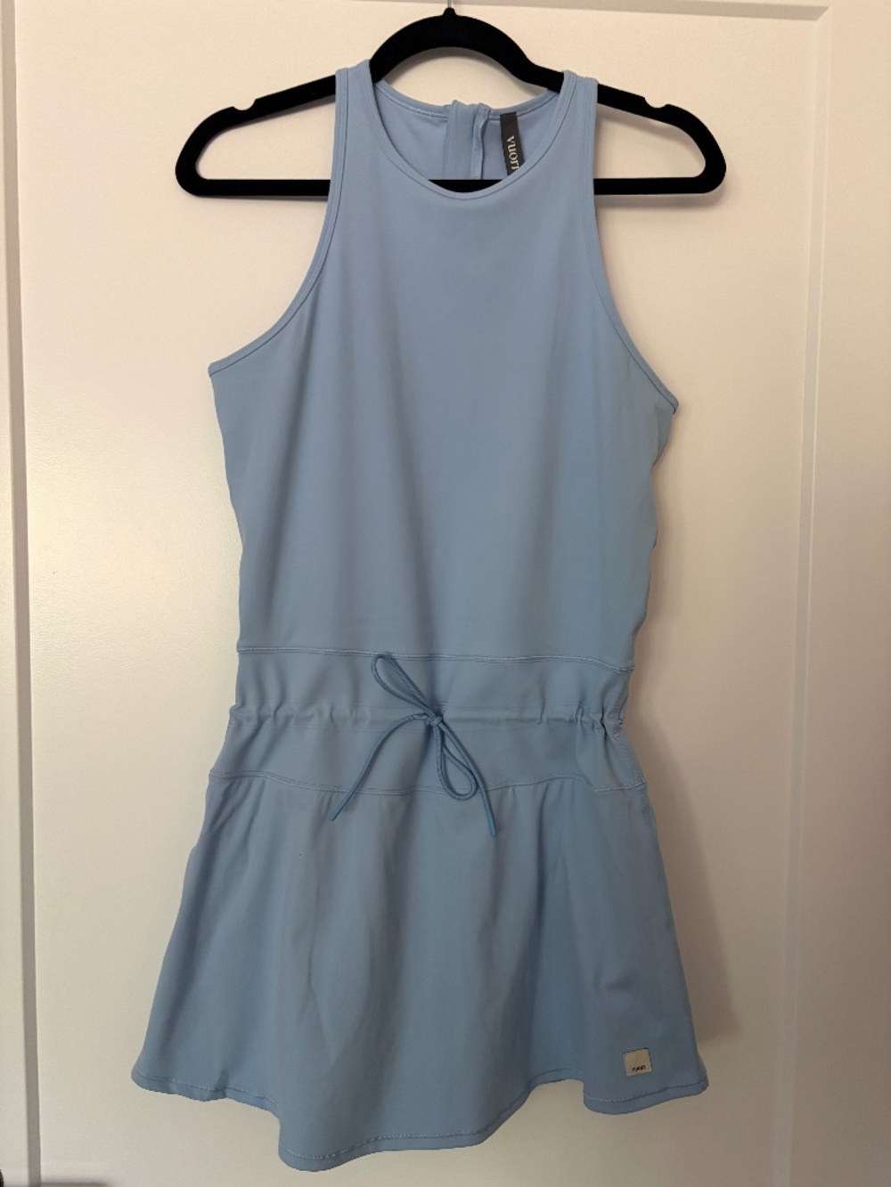 Vuori Daily Tennis Dress Surf Blue Drawstring Built In Shorts - Picture 4 of 6
